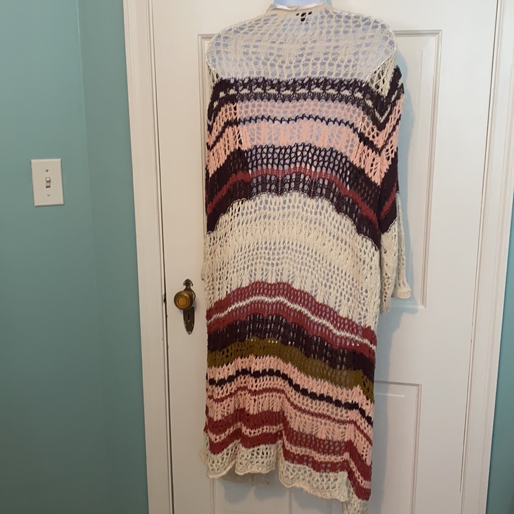 Torrid ivory multi striped crochet cardigan - Picture 5 of 8